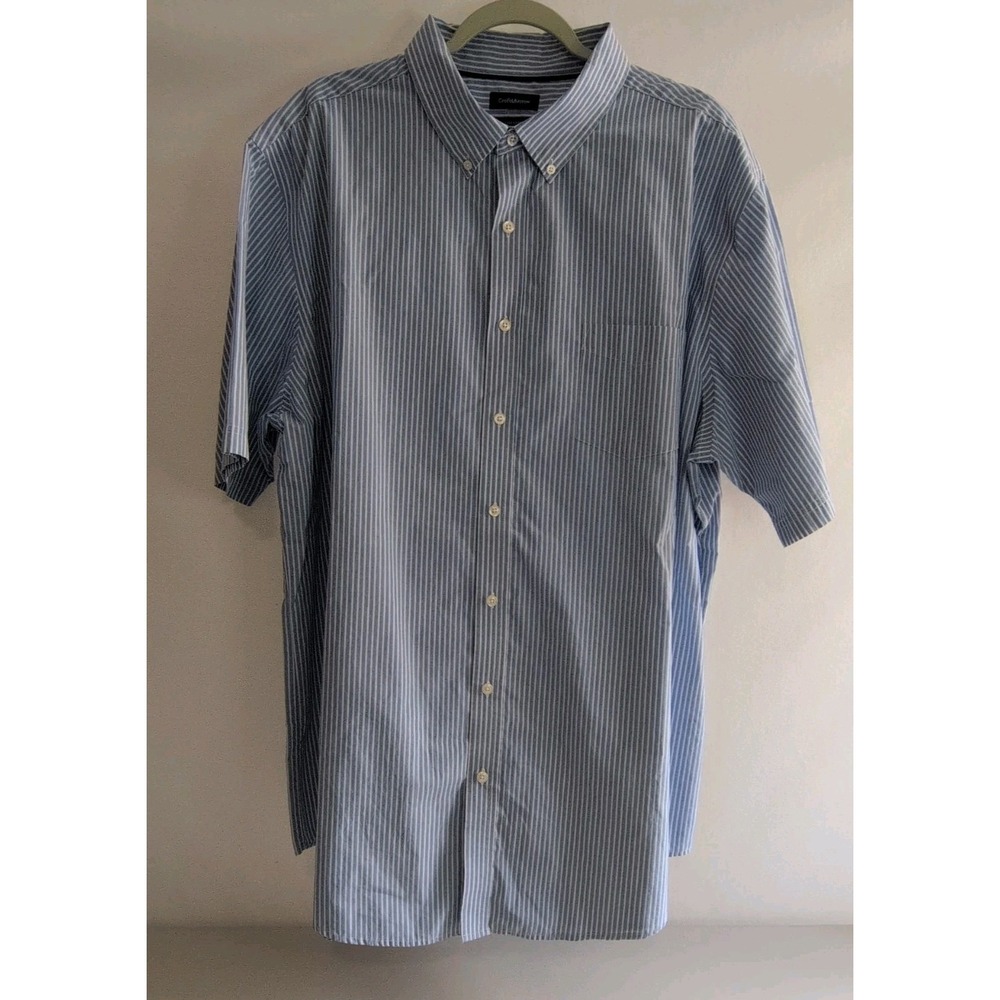 Croft & Barrow Men's Short-sleeve Button-down Striped Oxford Shirt Size XXL Tall